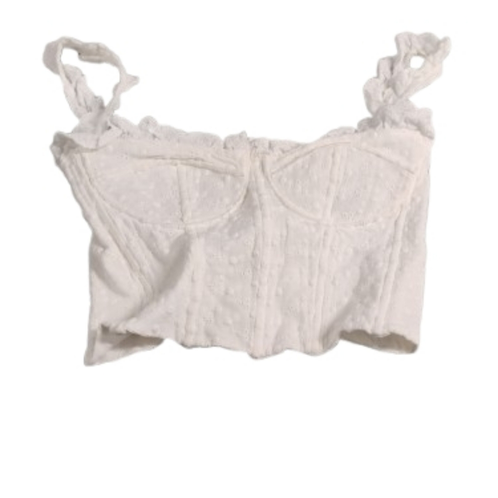 Capulet Women's White Ruffle Strap Corset Top Sz XS